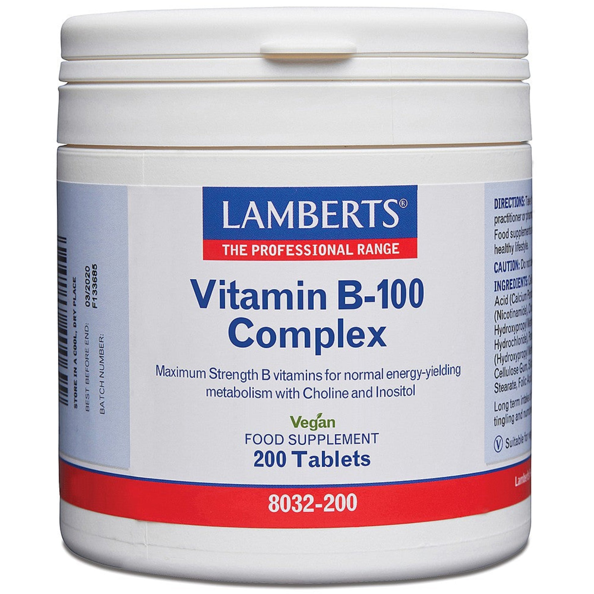 Lamberts Vitamin B-100 Complex Tablets - 60 Tablets image
