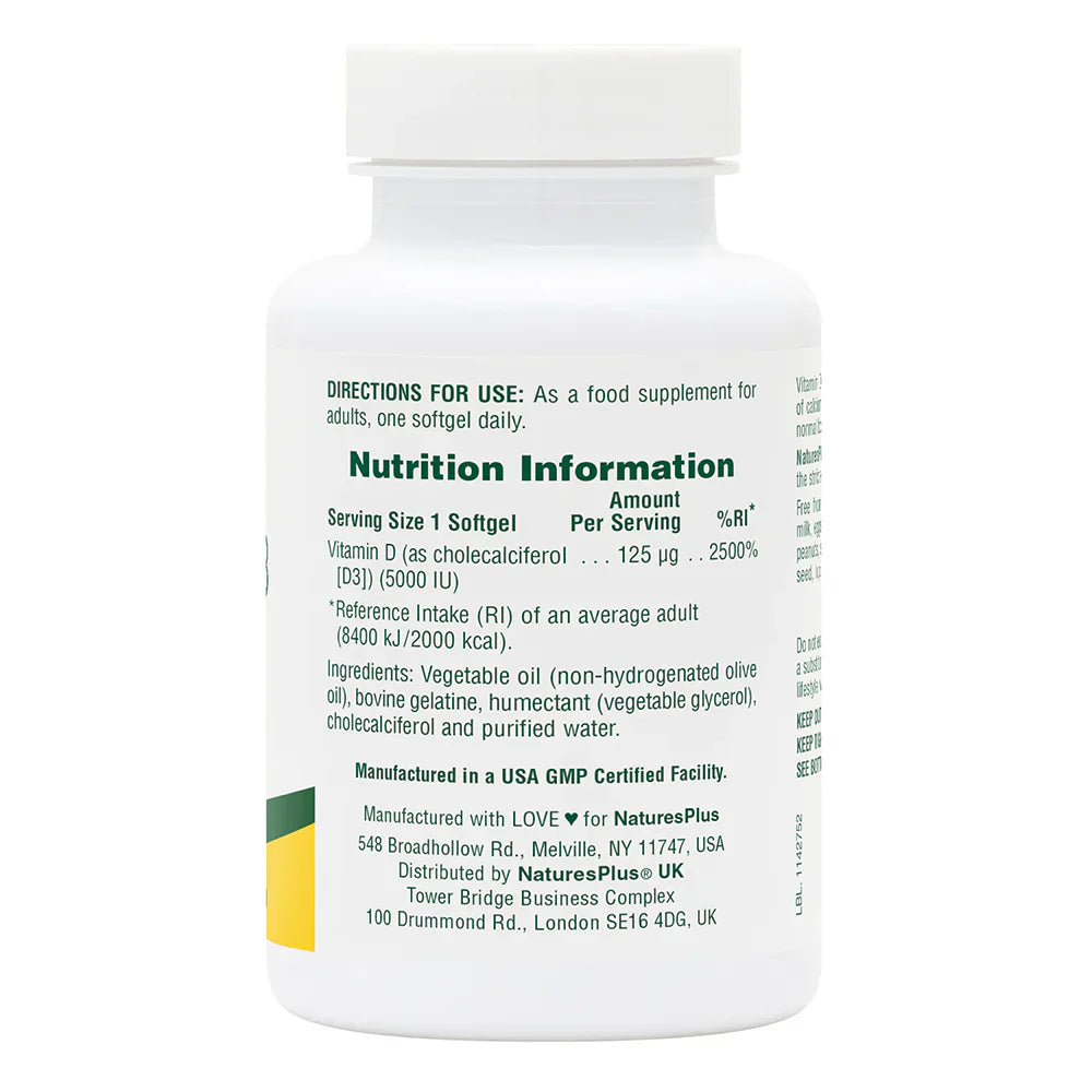 NaturesPlus Vitamin D3 5000 IU 60 Softgels image 1