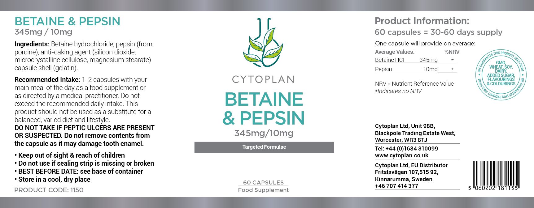 Cytoplan Betaine & Pepsin