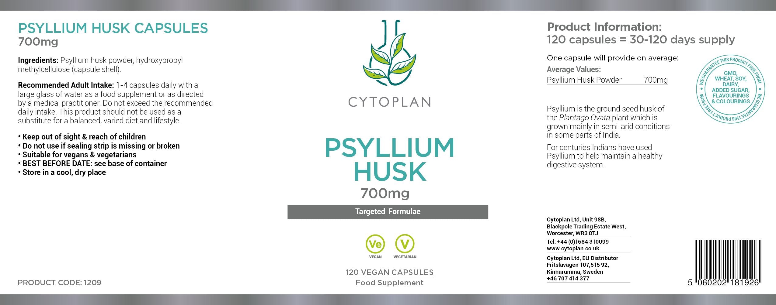 Cytoplan Psyllium Husk Capsules