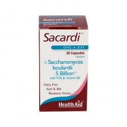 HealthAid Sacardi (Saccharomyces boulardii) 5billion +Vit B3+FOS