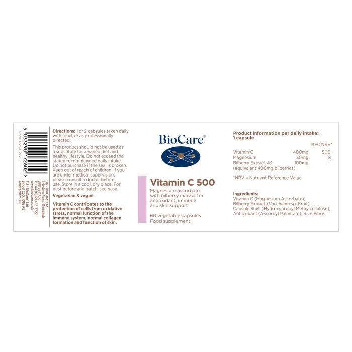 BioCare Vitamin C 500 Capsules