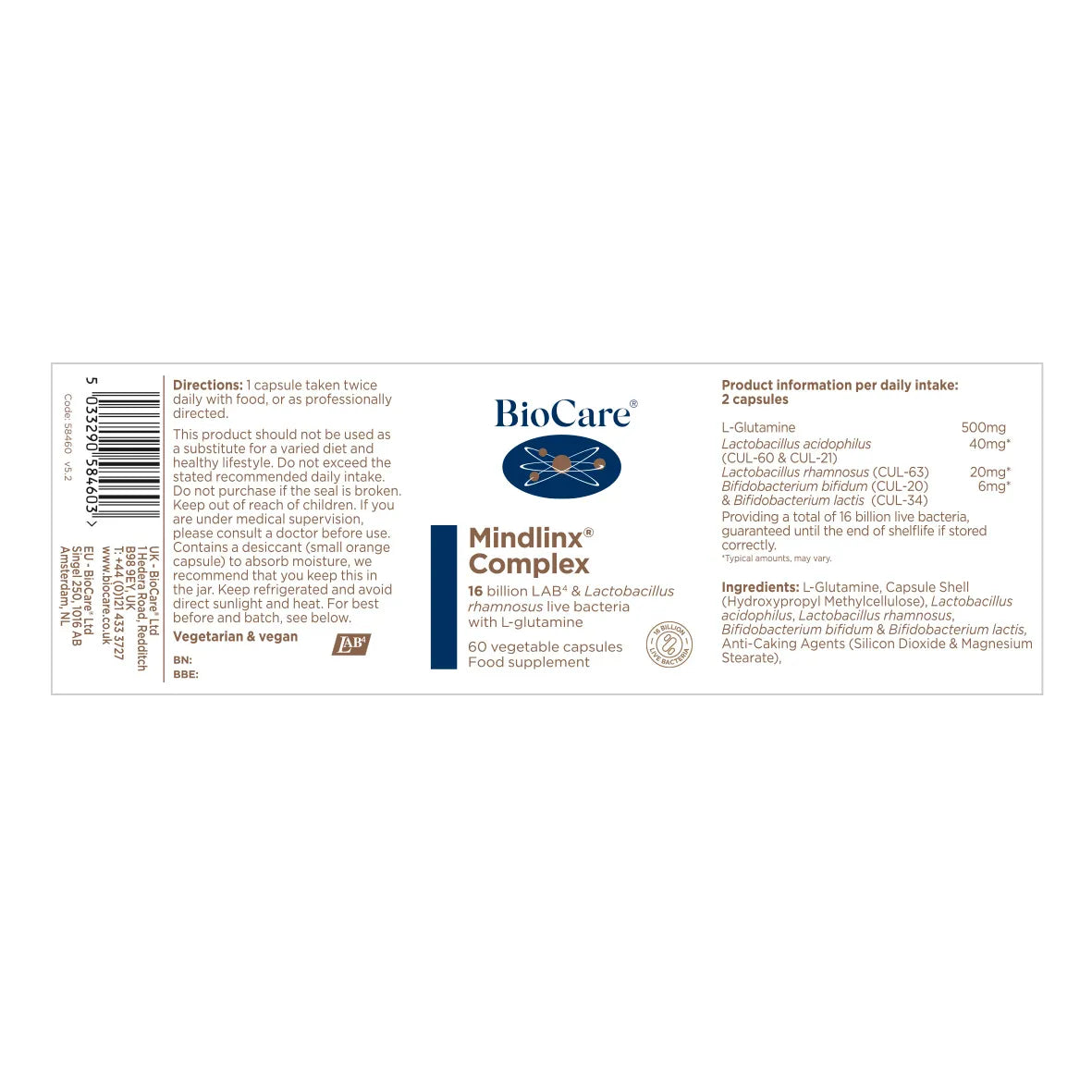 BioCare Mindlinx® Complex 60 Caps image 1