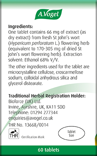 A.Vogel Hyperiforce St John's Wort Tablets used to relieve the symptoms of slightly low mood and mild anxiety, 60 tablets image 3