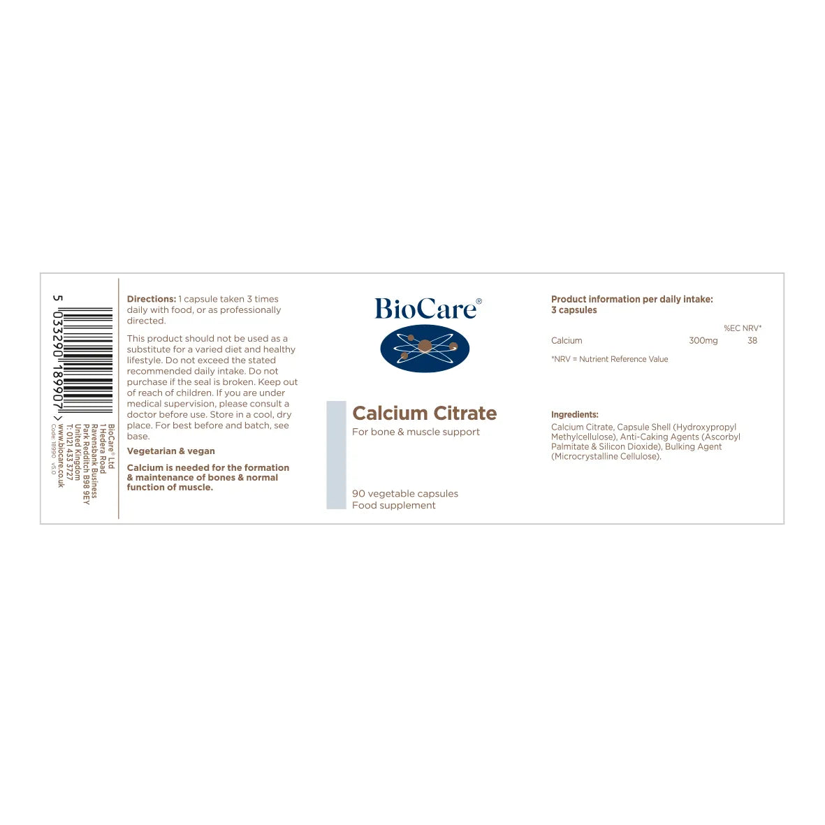 BioCare Calcium Citrate - 90 Capsules image 1