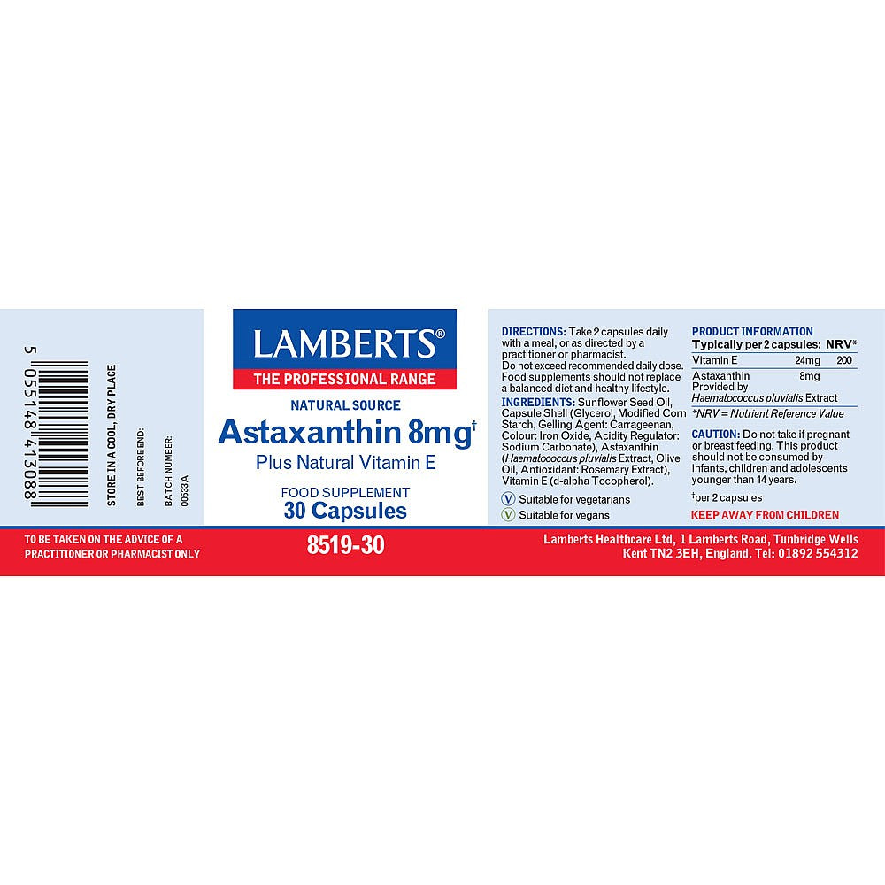 Lamberts Astaxanthin 30 Capsules 8mg image 2