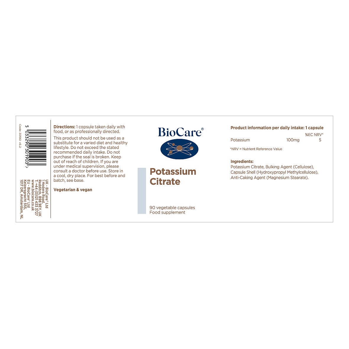 BioCare Potassium Citrate 90 Capsules