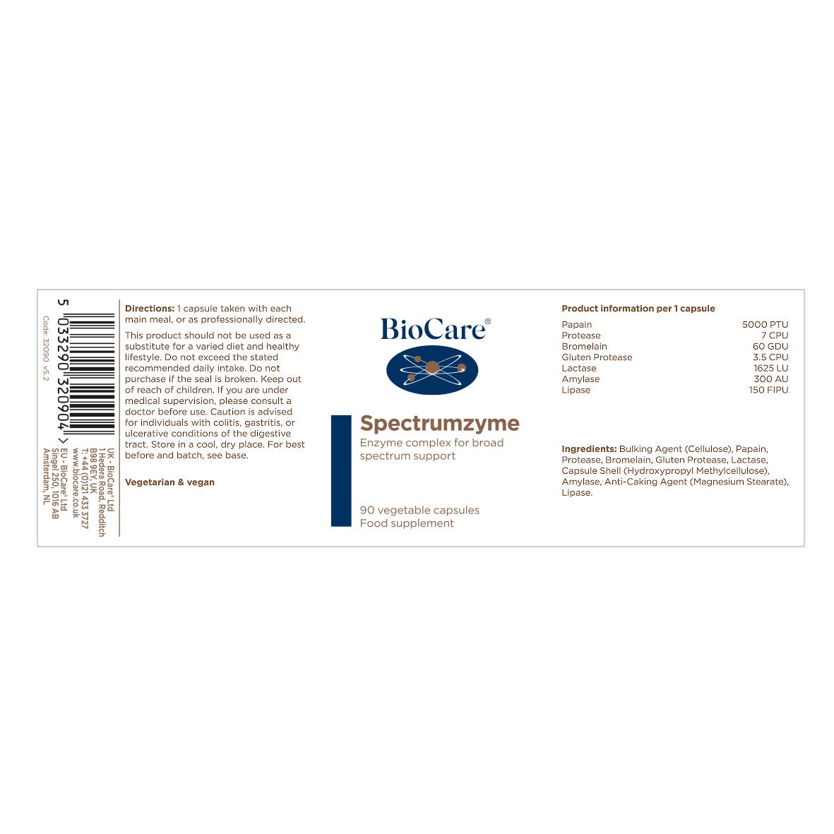 BioCare Spectrumzyme (Enzyme Complex) 90 Capsules