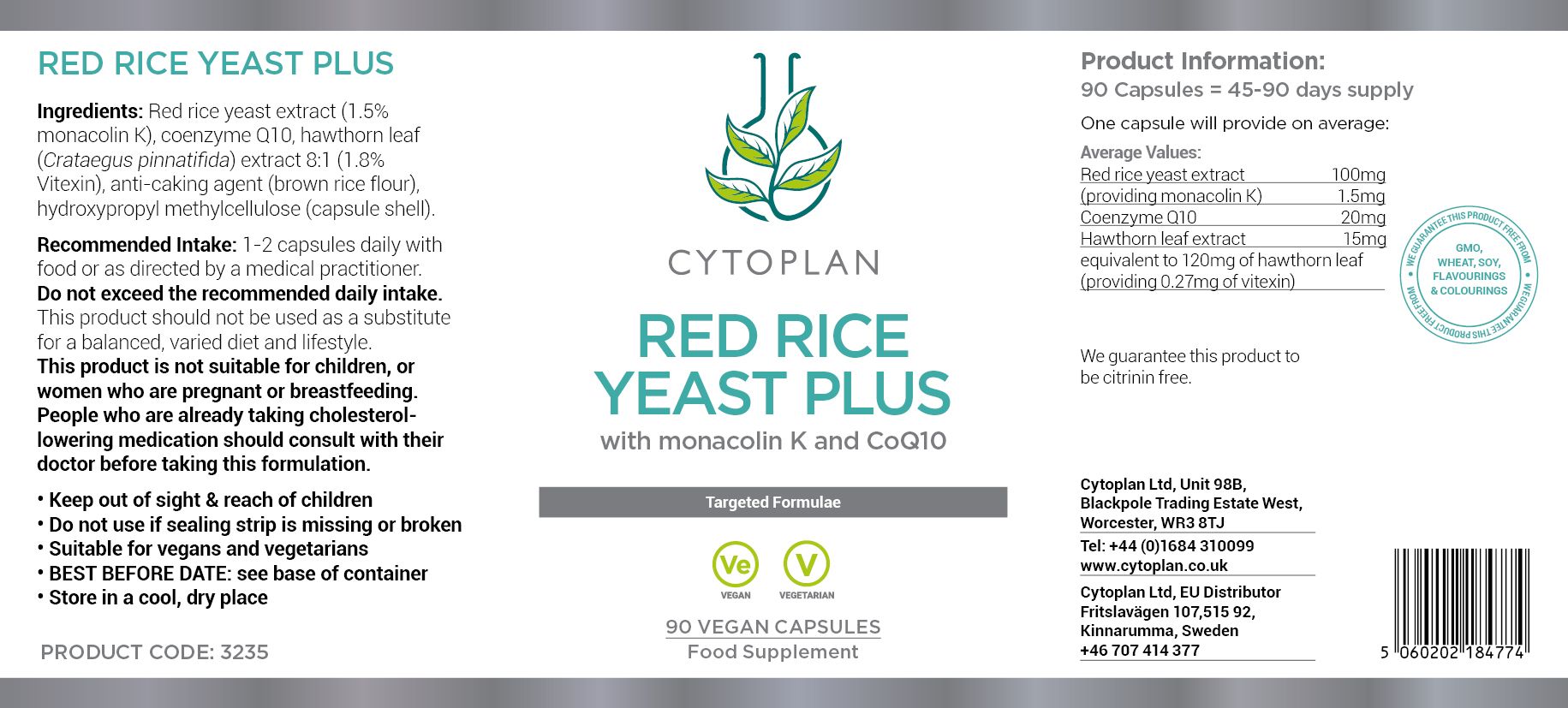 Cytoplan Red Rice Yeast Plus