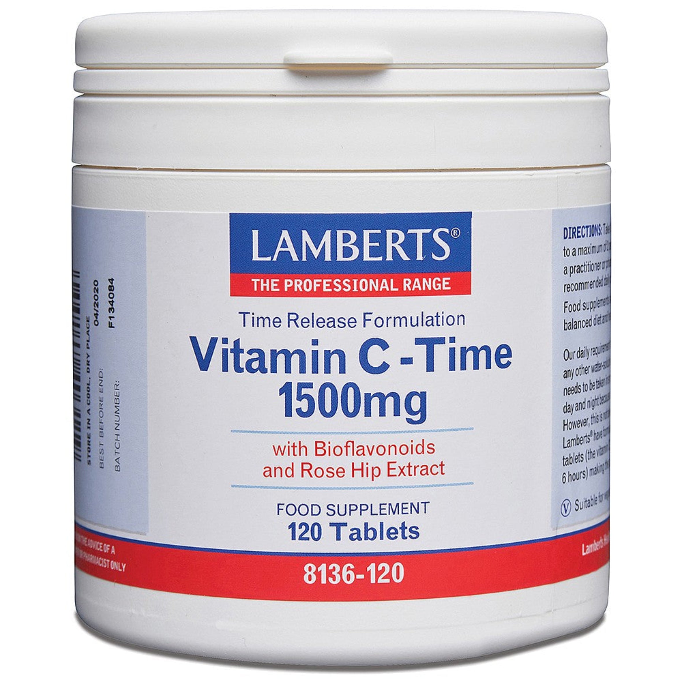 Lamberts Time Release Vitamin C 1500mg 120 Tablets image 0