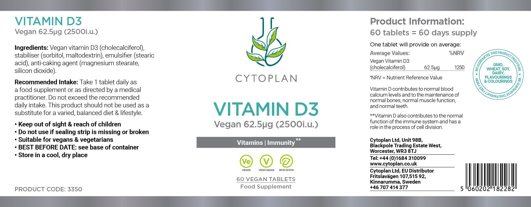 Cytoplan Wholefood Vitamin D3 Vegan