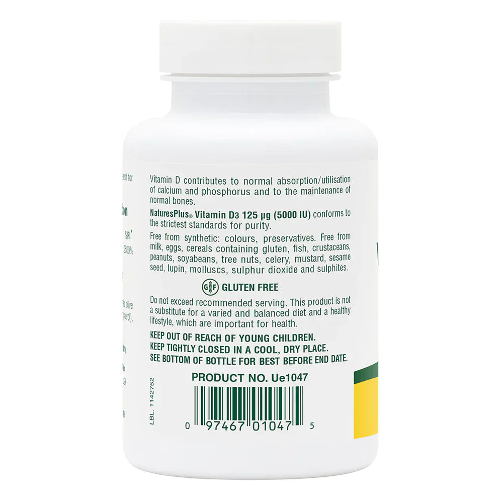 NaturesPlus Vitamin D3 5000 IU 60 Softgels image 2