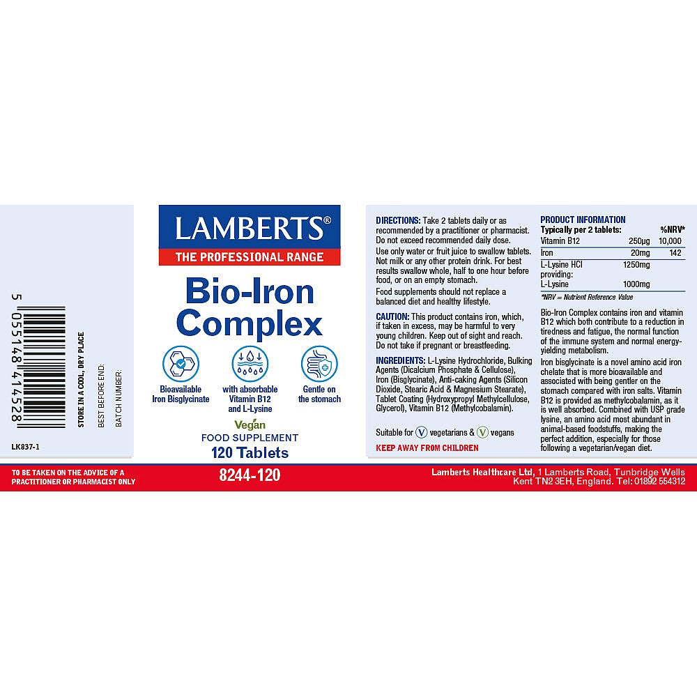 Lamberts Bio-Iron Complex 120 tablets image 2