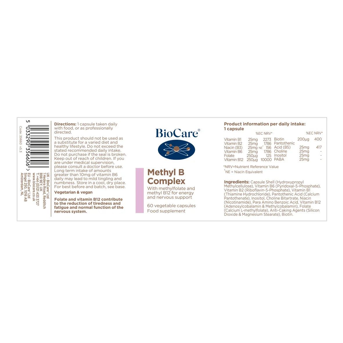 BioCare Methyl B Complex - 60 Capsules image 1