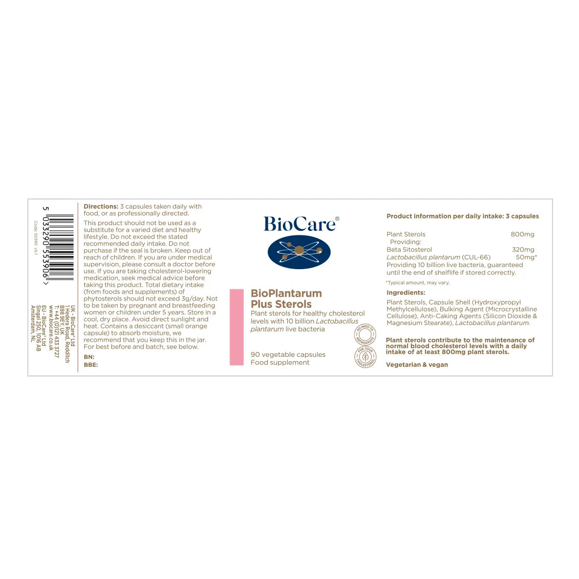 BioCare BioPlantarum Plus Sterols - 90 Capsules image 1