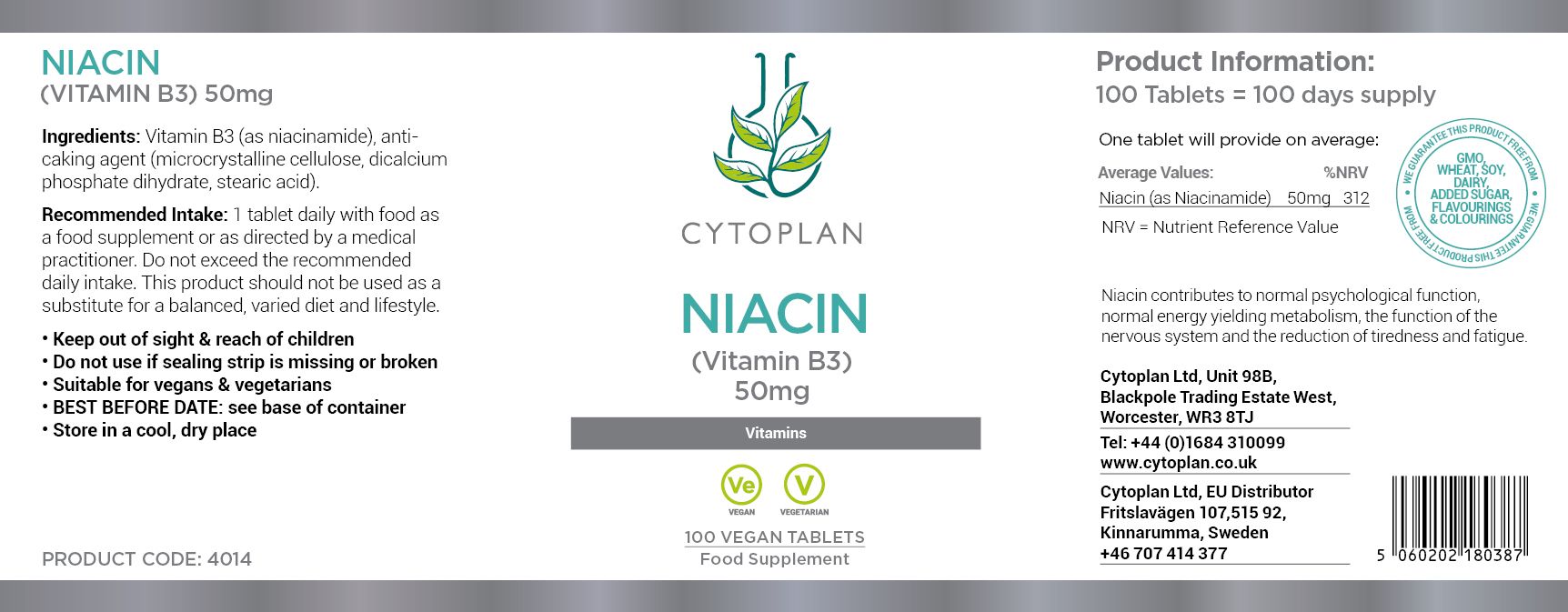 Cytoplan Vitamin B3 (Niacin)