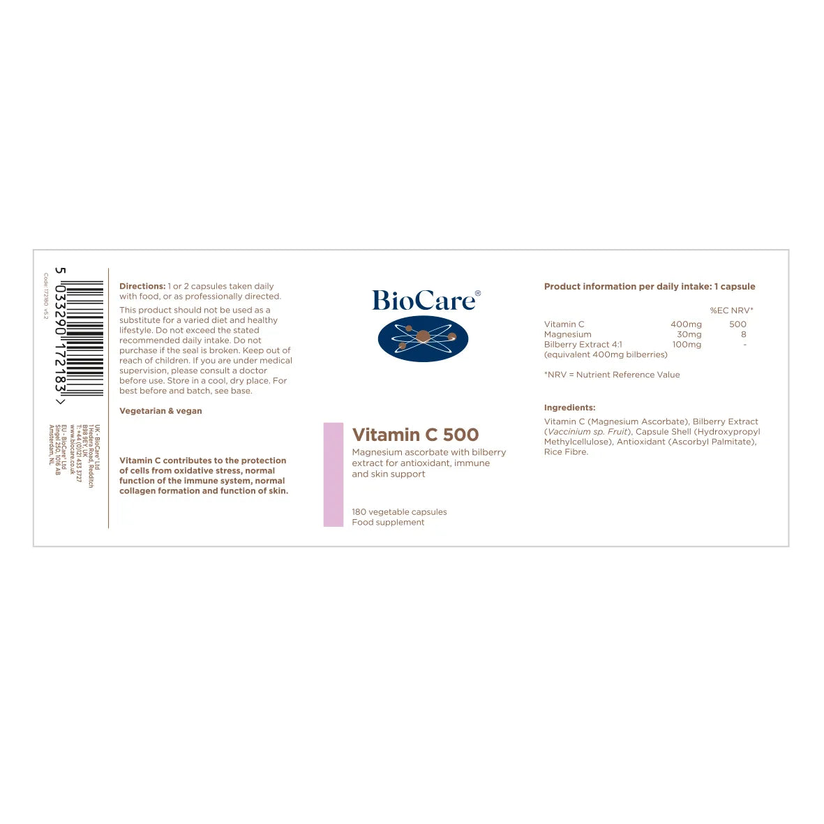 BioCare Vitamin C 500 Capsules image 1