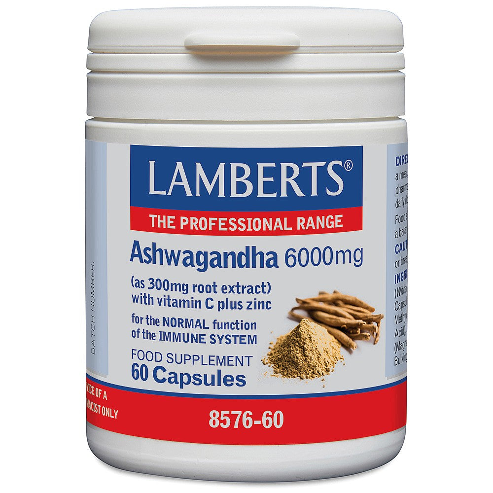 Lamberts Ashwagandha 60 Capsules 6000mg image 0