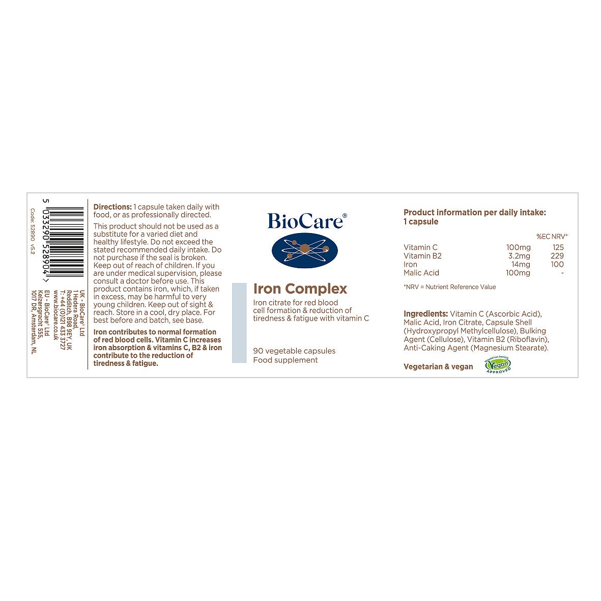 BioCare Iron Complex 90 Capsules
