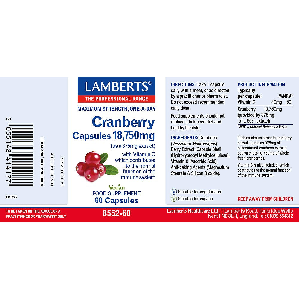 Lamberts Cranberry Capsules 18,750mg 60 Capsules image 2