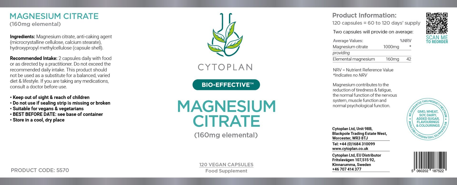 Cytoplan Magnesium Citrate Capsules