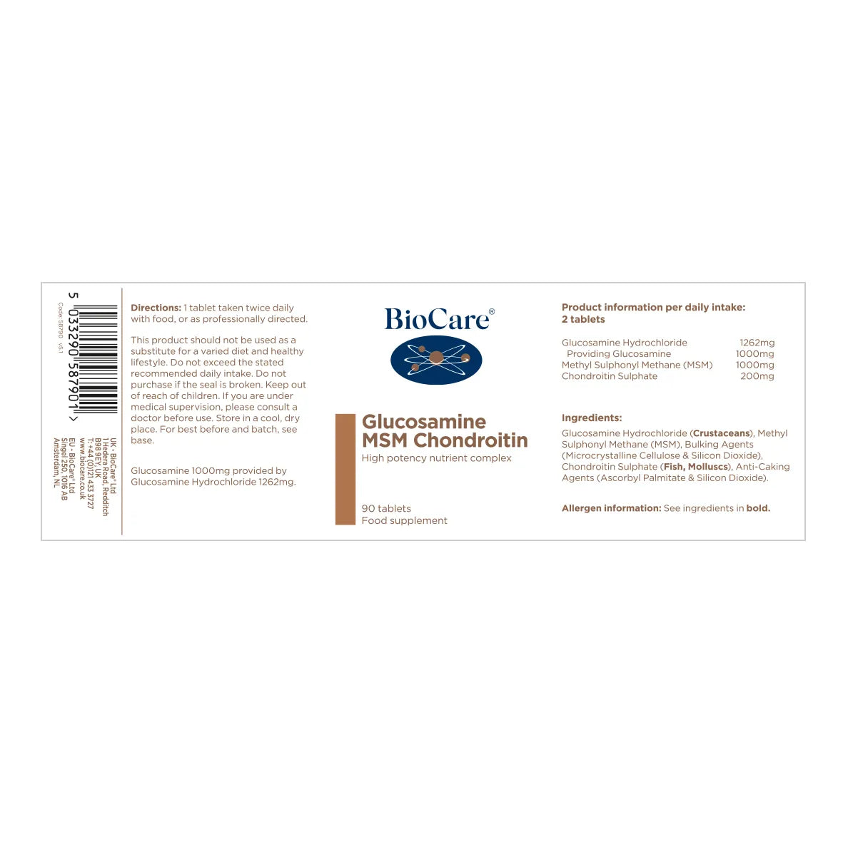 BioCare Glucosamine MSM Chondroitin 90 Tablets