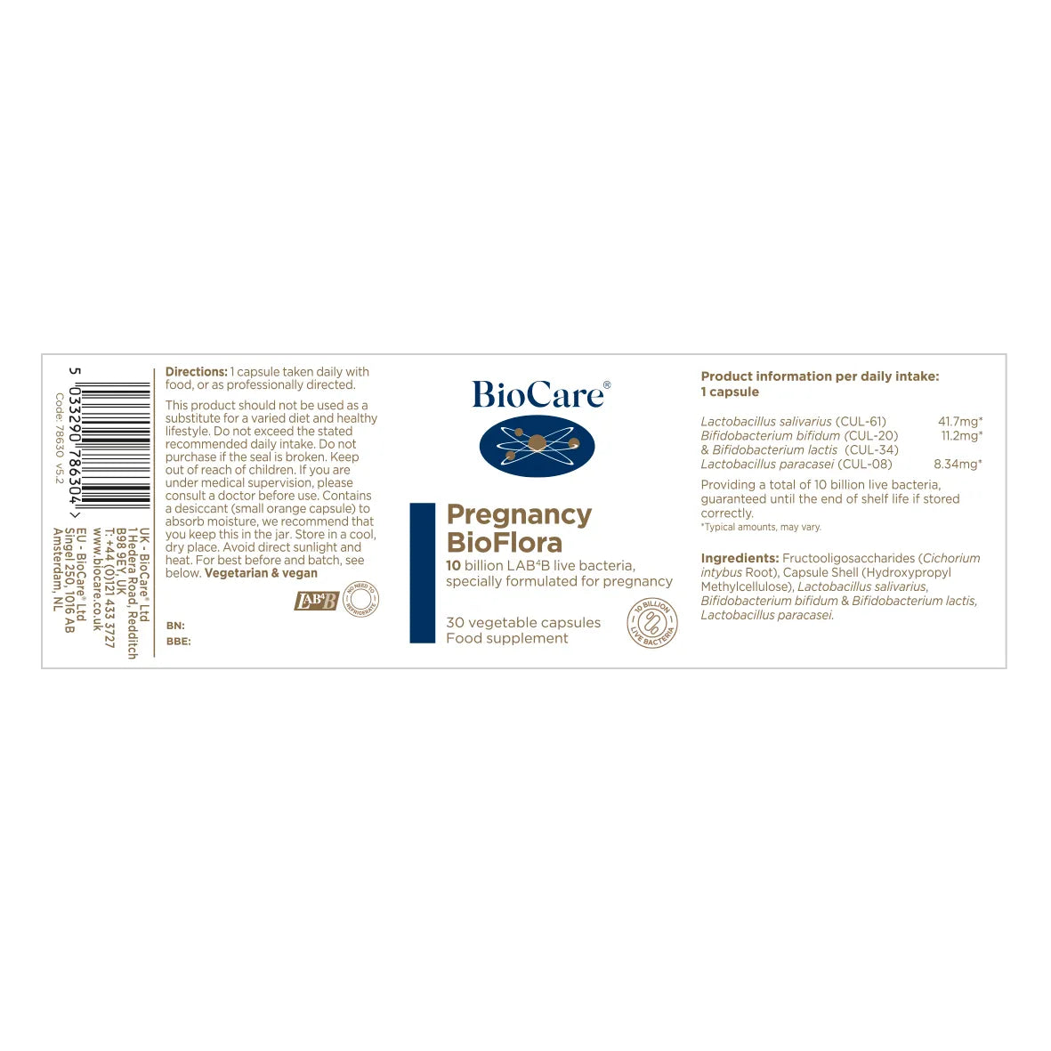 BioCare Pregnancy BioFlora 30 Caps image 1