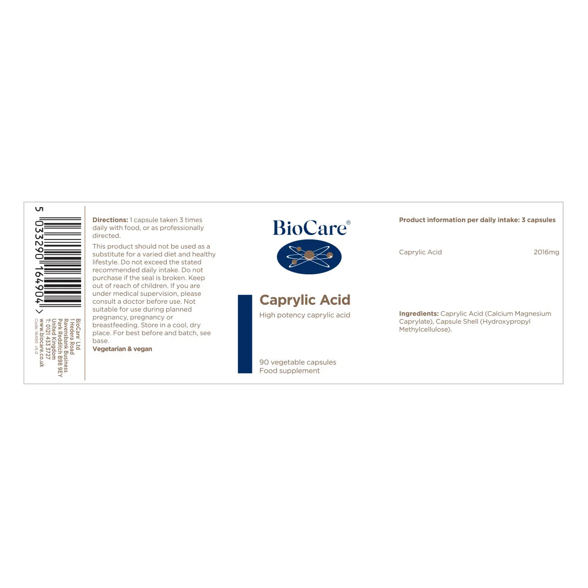 BioCare Caprylic Acid 90 Capsules image 1