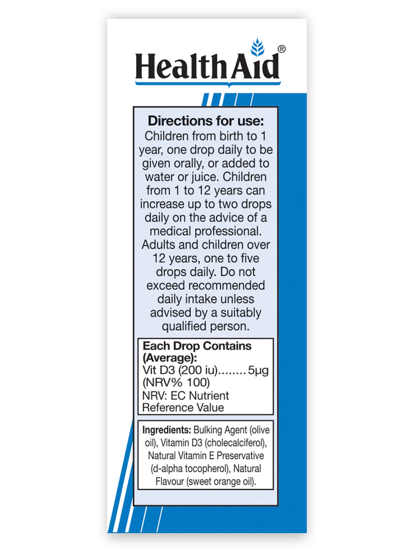 HealthAid Vitamin D3 200iu 15ml Drops