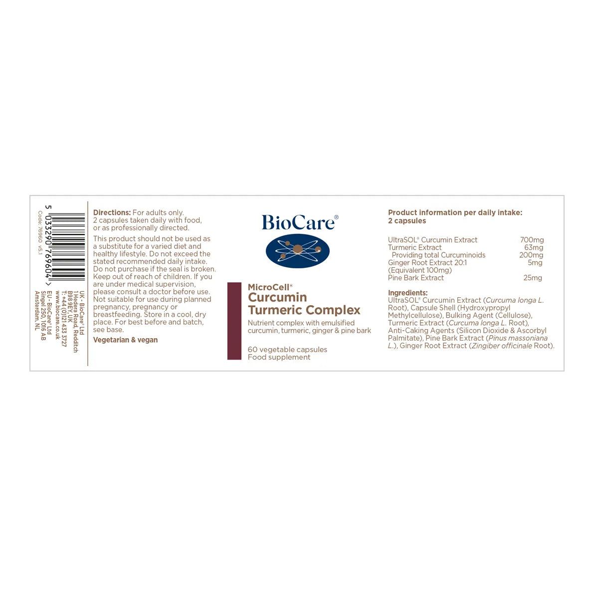 BioCare Microcell® Curcumin Turmeric Complex - 60 Caps image 1