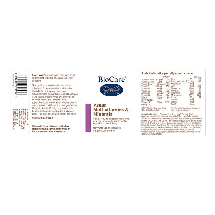 BioCare Adult Multivitamins & Minerals Capsules