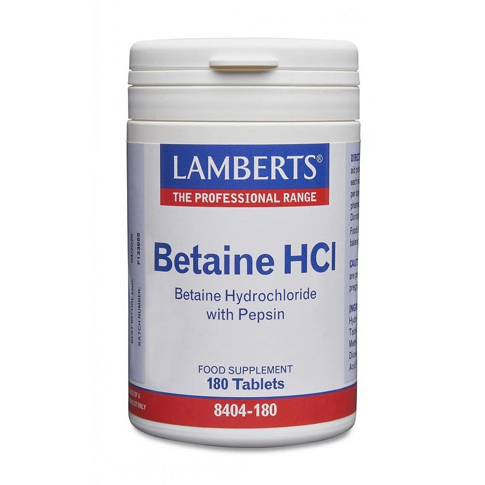 Lamberts Betaine HCl 324mg / Pepsin 5mg 180 tablets image 0