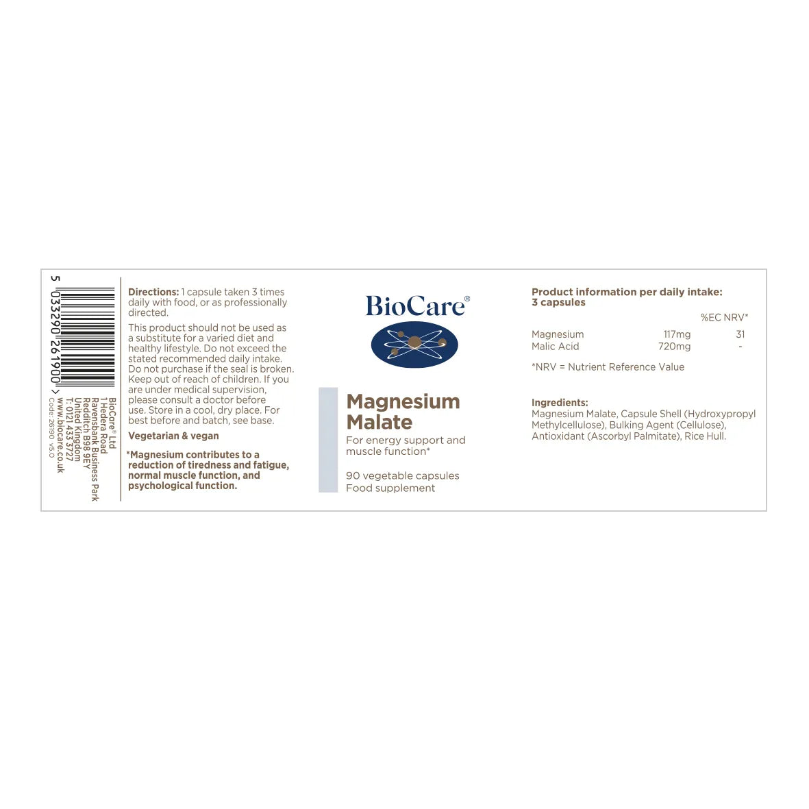 BioCare Magnesium Malate 90 Capsules image 1