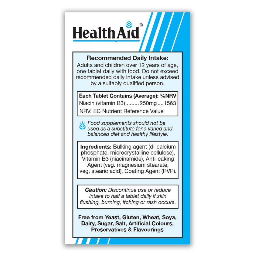HealthAid Vitamin B3 250mg (Niacinamide) Tablets