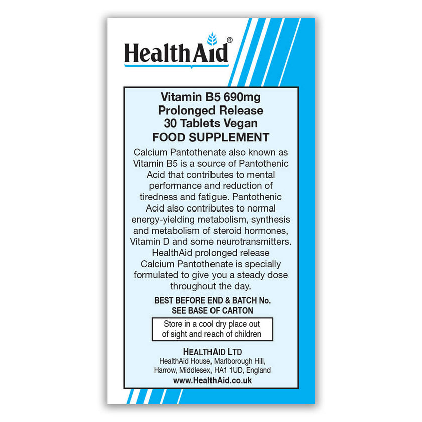 HealthAid Vitamin B5 690mg (Calcium Pantothenate) Tablets