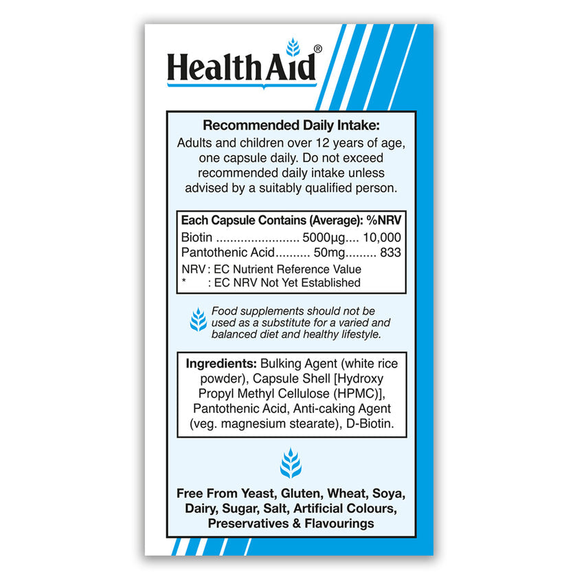 HealthAid Biotin 5000ug Capsules