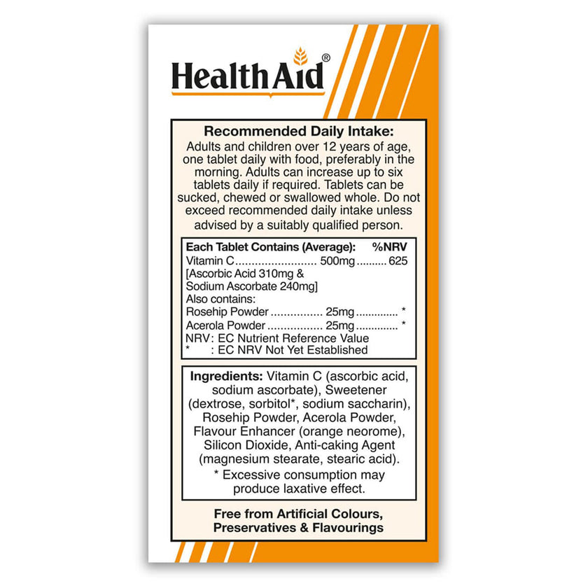 HealthAid Vitamin C 500mg Tablets Chewable