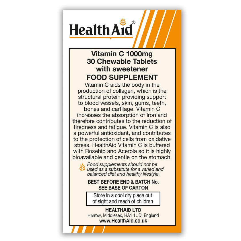 HealthAid Vitamin C 1000mg Tablets Chewable