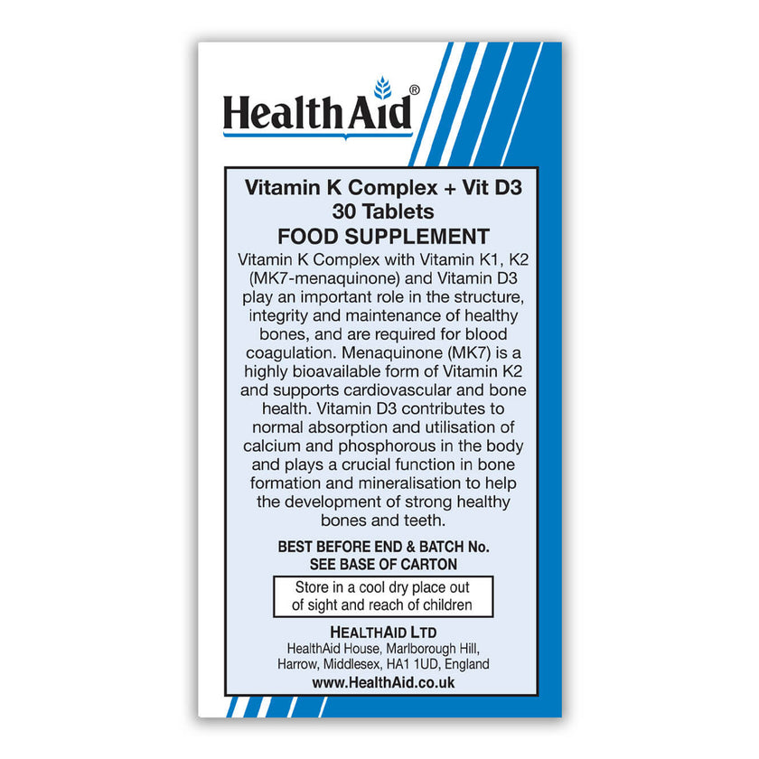 HealthAid Vitamin K Complex +Vit D3 30's Tablets
