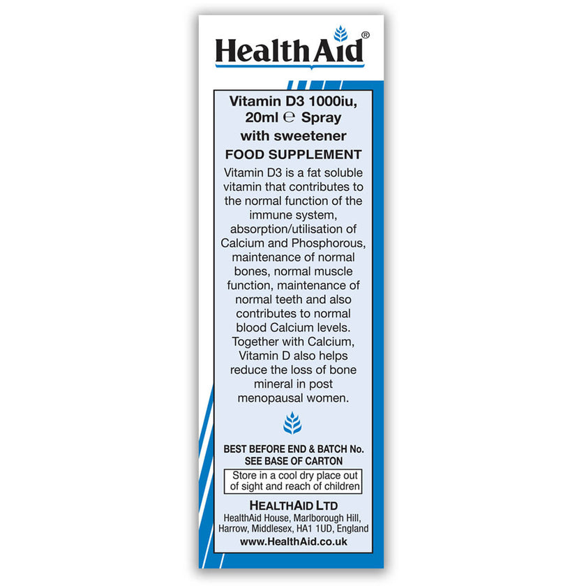 HealthAid Vitamin D3 Spray (1000iu) 20 ml