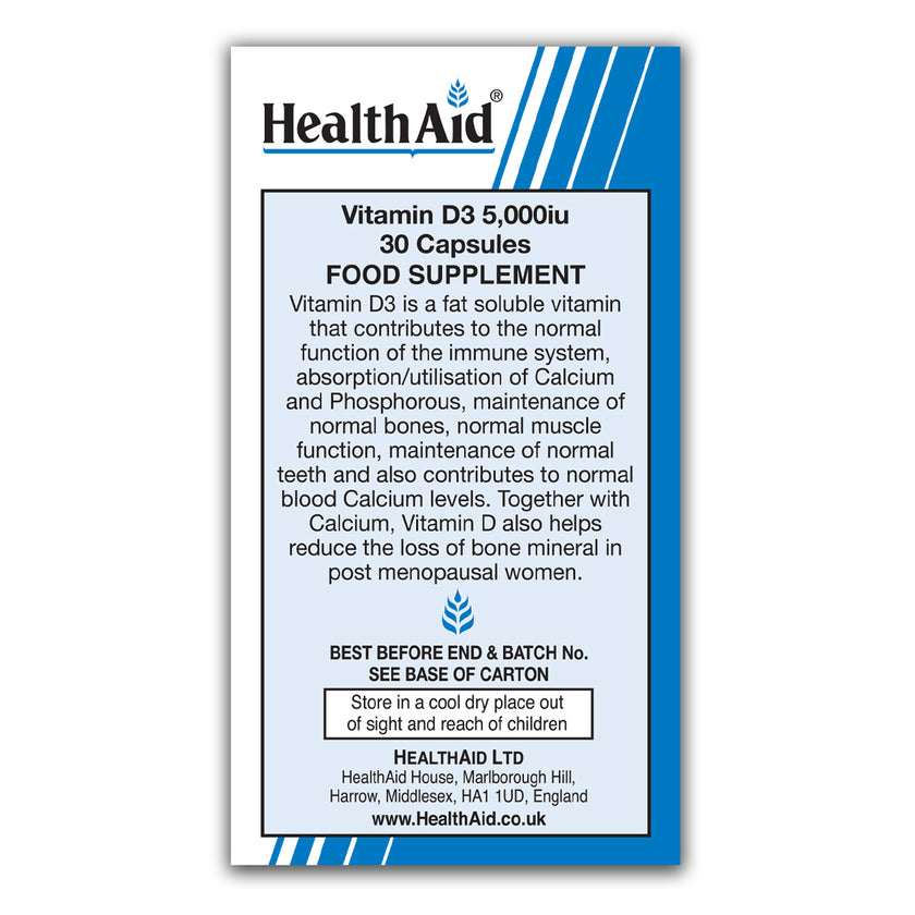 HealthAid Vitamin D3 5000iu 30's Capsules