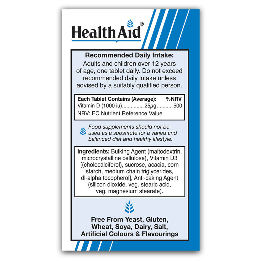 HealthAid Vitamin D3 1000iu Tablets