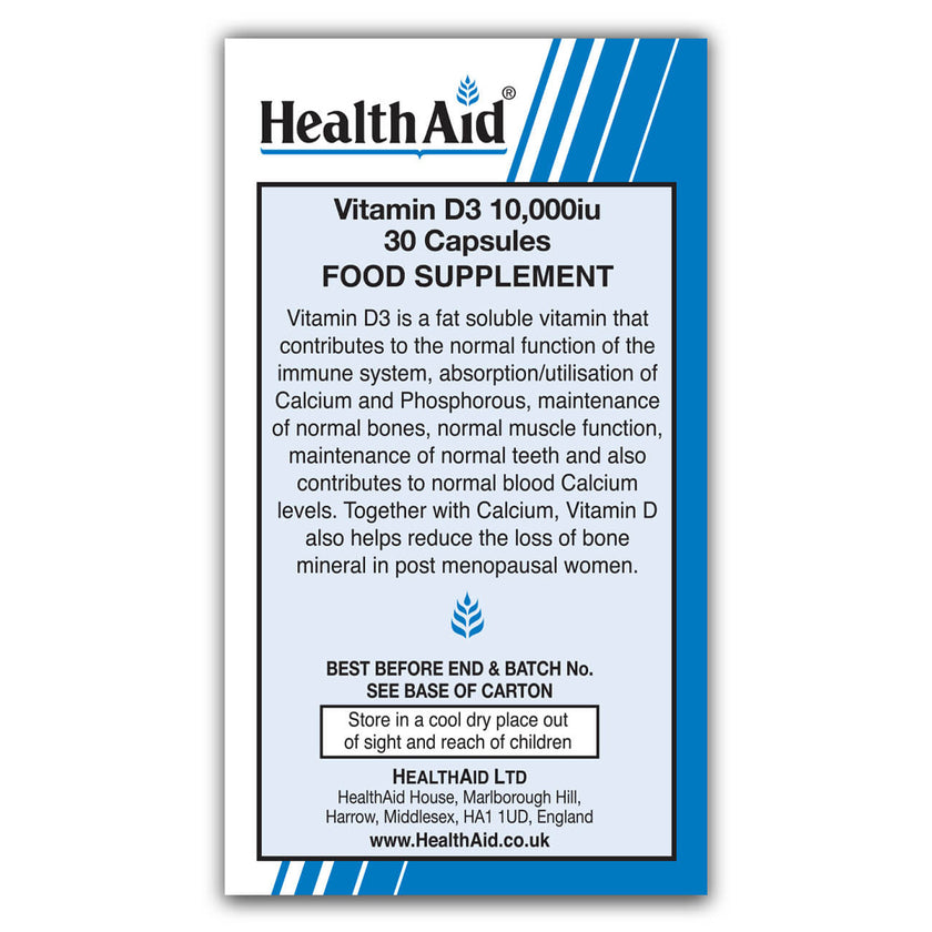 HealthAid Vitamin D3 10,000iu 30's Vegicaps