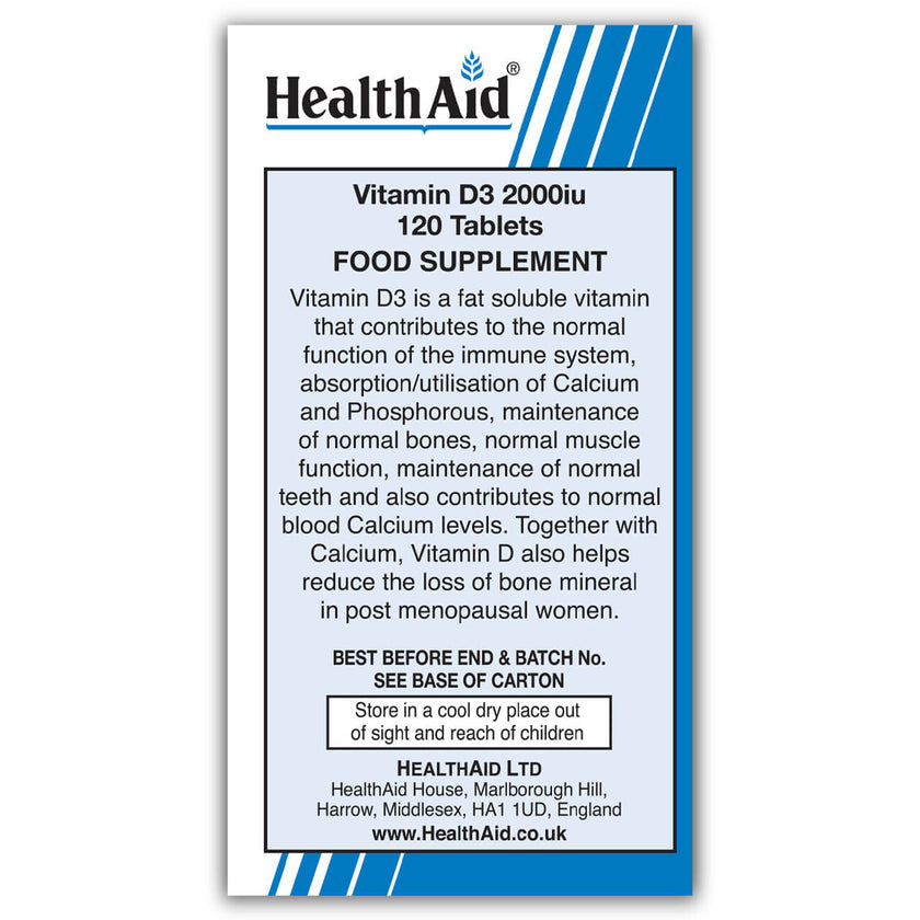 HealthAid Vitamin D3 2000iu Tablets
