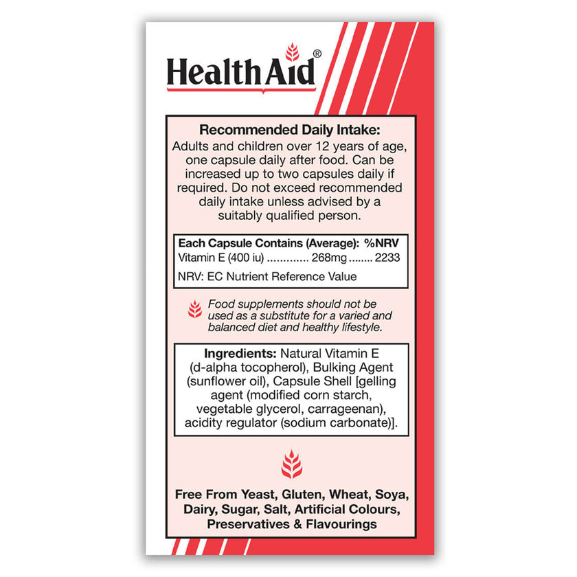 HealthAid Vitamin E 400iu Vegicaps