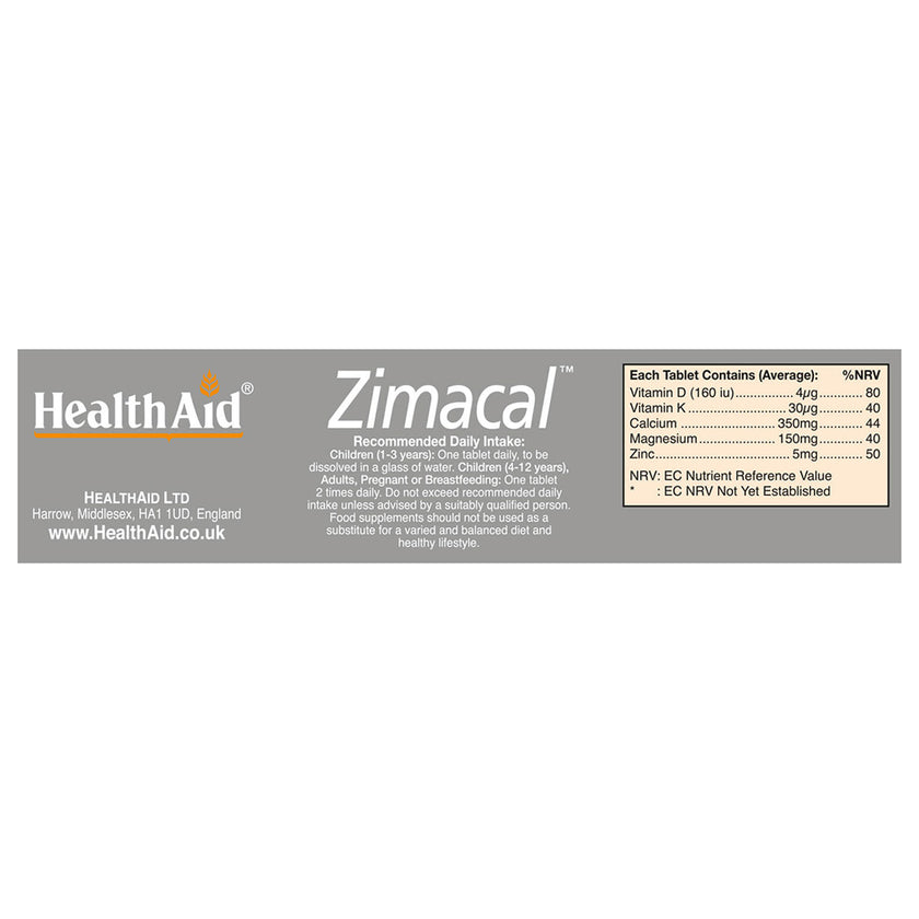 HealthAid Zimacal (Calcium, Magnesium Zinc, Vit D, Vit K) - Effervescent Tablets