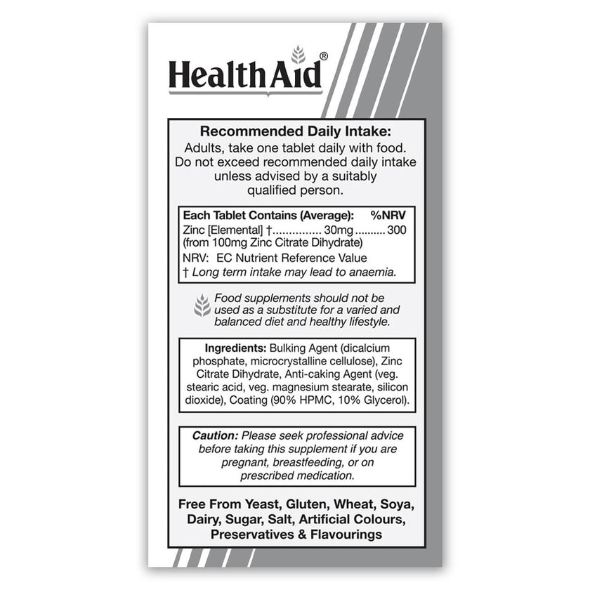 HealthAid Zinc Citrate 100mg 100's Tablets