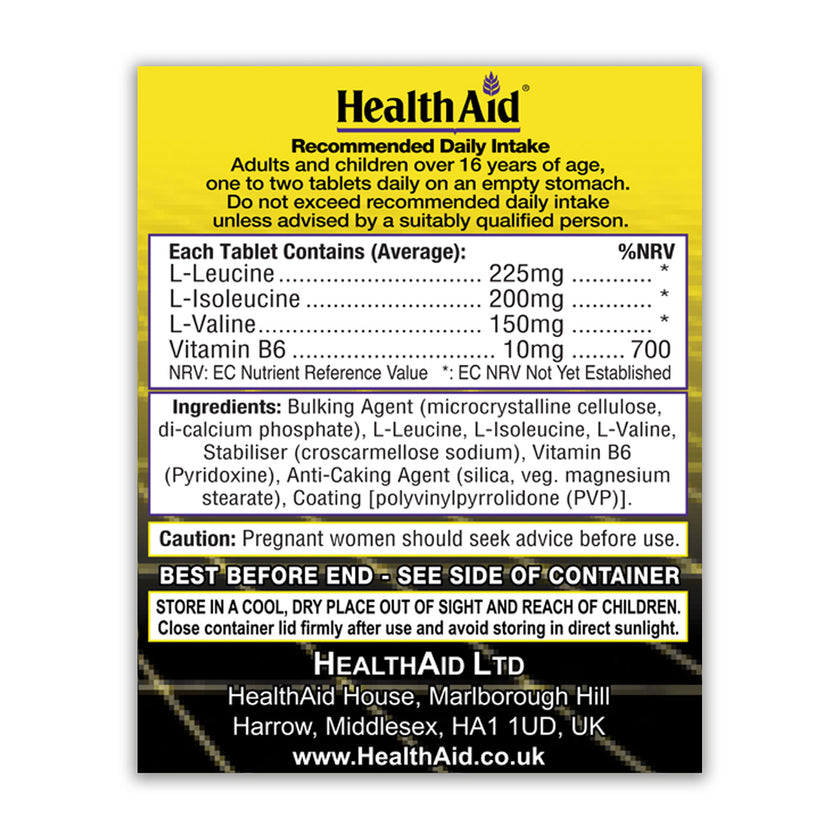 HealthAid Branched Chain Amino Acids + Vitamin B6 Tablets