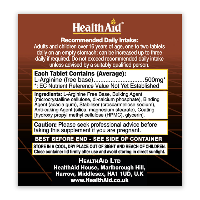 HealthAid L-Arginine 500mg Tablets