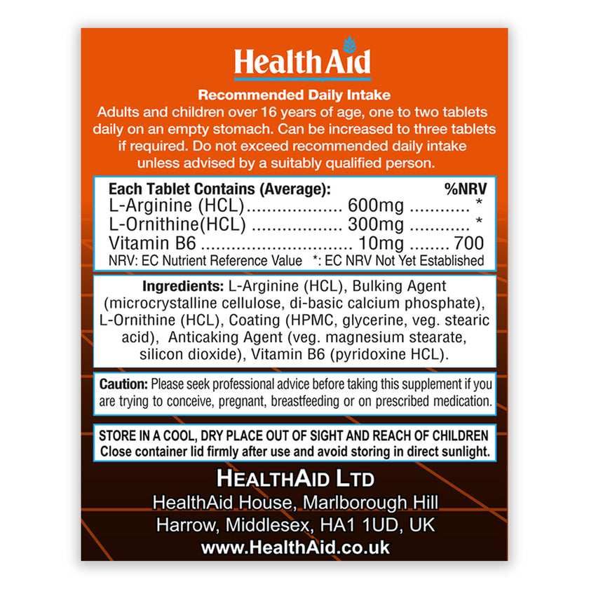 HealthAid L-Arginine with L-Ornithine 300mg Tablets